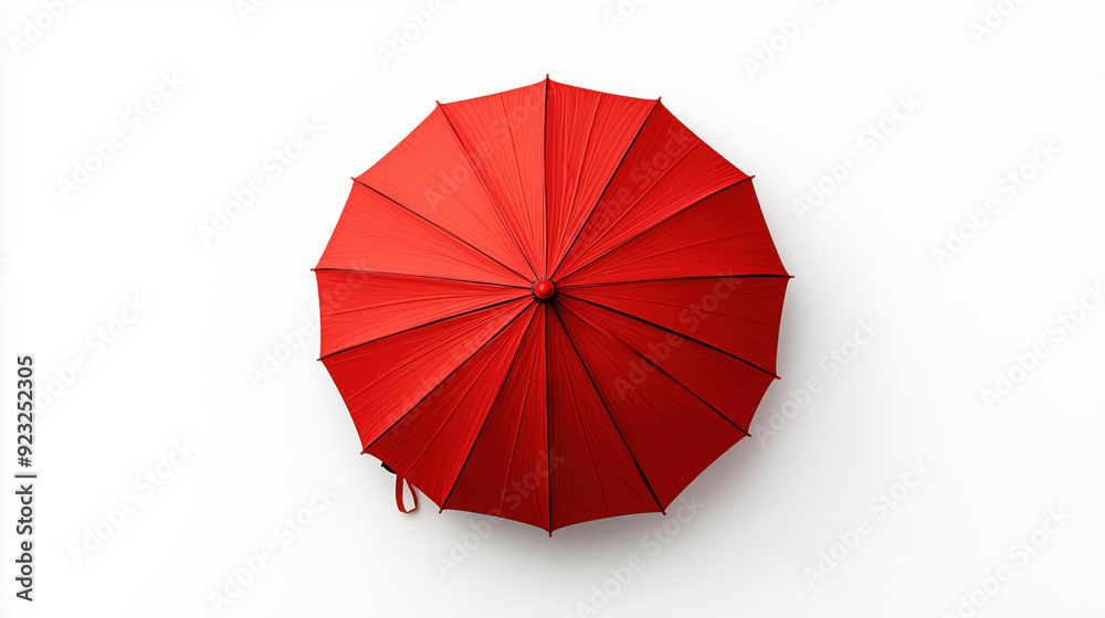 Umbrella, a top-view of a red umbrella isolated on a white background Umbrella, a top-view of a red umbrella isolated on a white background