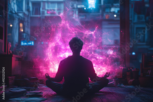 Innere Flammen: Meditation inmitten von Energie photo