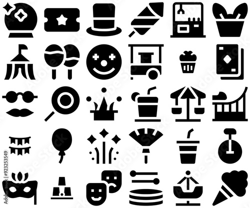 Mega Set Of Vector Carnival Icons Web Header Banner Design Containing Entertainment,Celebration,Festival,Party,Circus Pictograms And Infographics Design Elements Vector Illustration