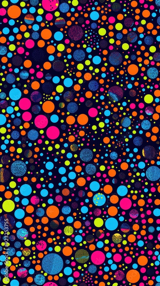 A mesmerizing display of colorful circles on a dark backdrop captivates the viewer's imagination A mesmerizing display of colorful circles on a dark backdrop captivates the viewer's imagination