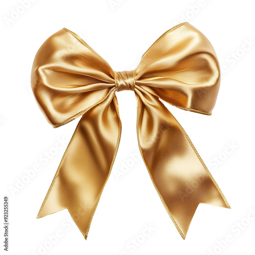 Golden bow isolated on transparent or white background photo