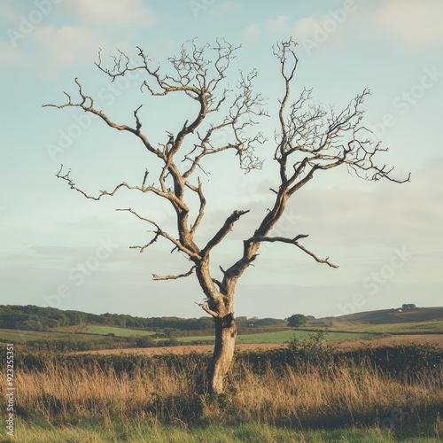 A serene photo of a tree with no fruit, ideal for nature and outdoor concepts Generative AI