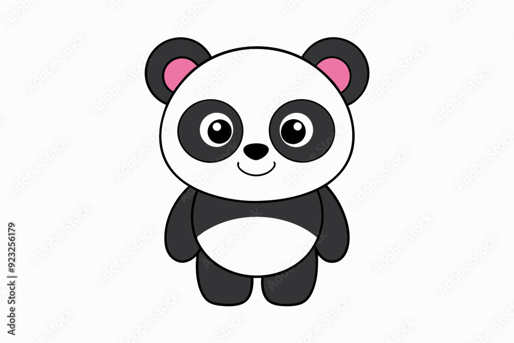 Fototapeta premium Cute Panda on White Background - Vector Illustration, Animal Icon, Clipart