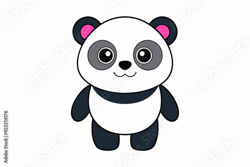 Cute Panda on White Background - Vector Illustration, Animal Icon, Clipart