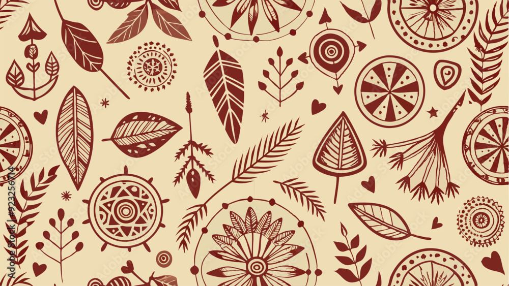 Boho Elements, Hand-drawn bohemian patterns, arrows, feathers, and dreamcatchers. vector illustration Boho Elements, Hand-drawn bohemian patterns, arrows, feathers, and dreamcatchers. vector illustration