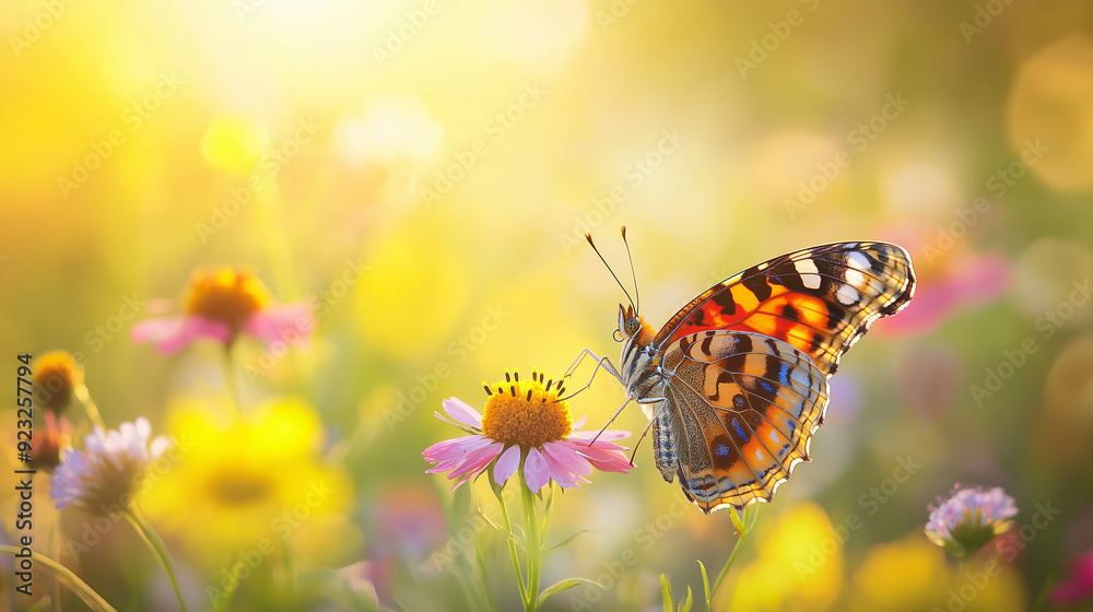 butterfly on a meadow flowers butterfly on a meadow flowers