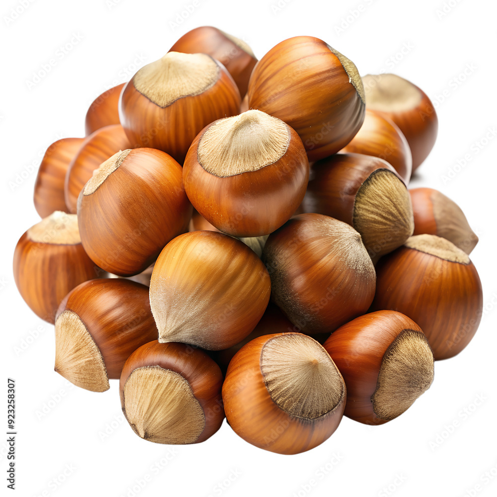 Bunch of hazelnuts isolated on white background. Ai generated Bunch of hazelnuts isolated on white background. Ai generated