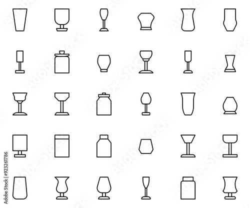 Set Of Linear Chair Solid Icons Collection Isolated Silhouette Solid Icons Including Party,Glass,Juice,Drink,Wine-Glass Vector Icons Illustration Collection