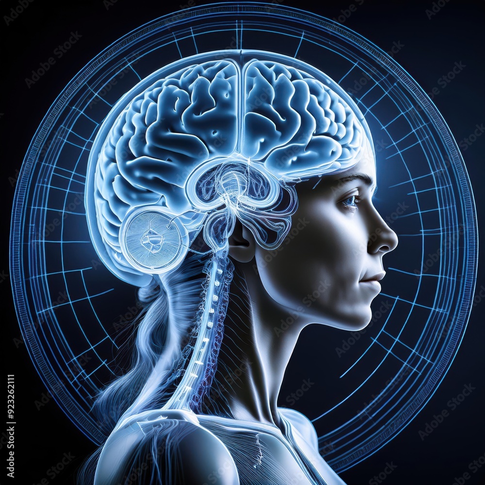 Obraz premium Human Brain Anatomy Visualization