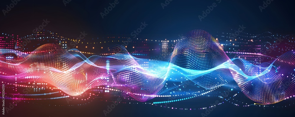 Abstract Colorful Wavy Grid with Glowing Lights Abstract Colorful Wavy Grid with Glowing Lights