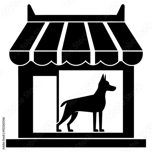 Dog shop silhouette vector with white background