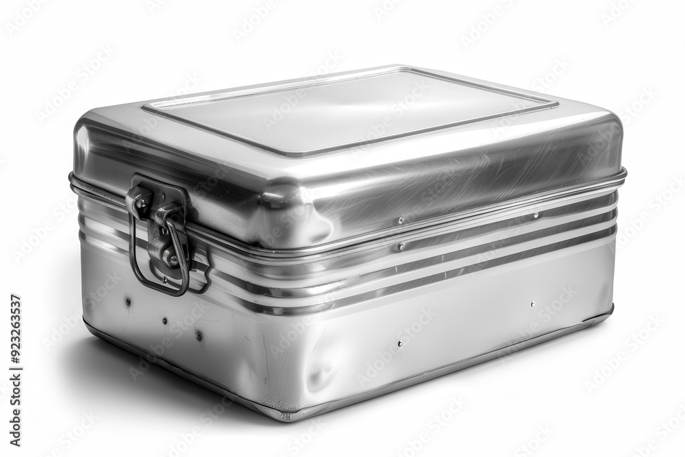 Metal Box. Silver Tin Container Isolated on Clean White Background Metal Box. Silver Tin Container Isolated on Clean White Background