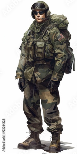 Military Pilot. Adult Airman in Army Camouflage Clothing