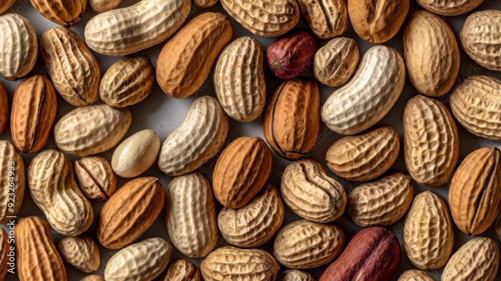 Assorted peanuts, shelled and unshelled, on white background Assorted peanuts, shelled and unshelled, on white background