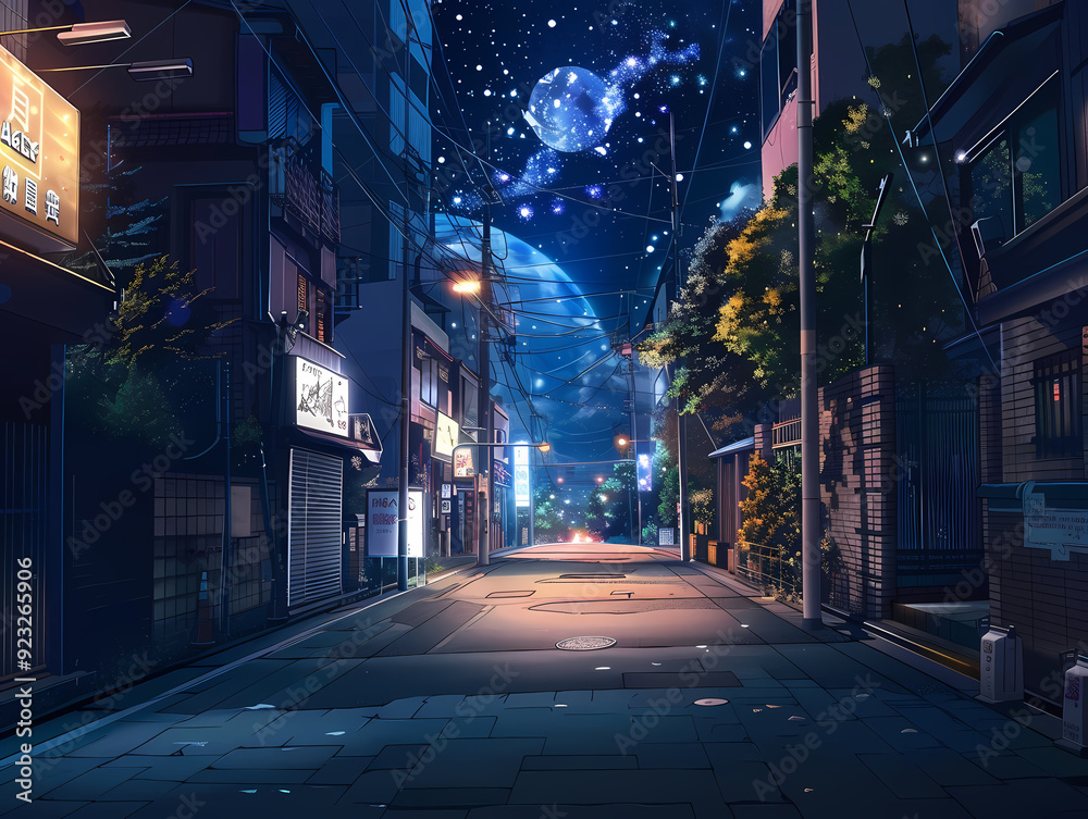 beautiful night atmosphere on a city street background illustration beautiful night atmosphere on a city street background illustration