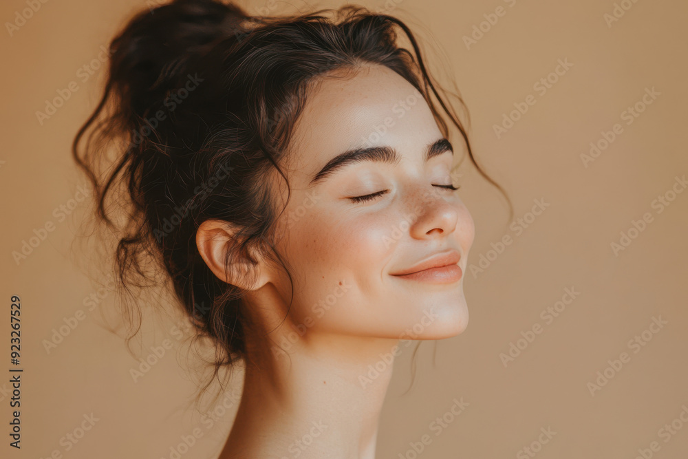A close up of a woman's face with her eyes closed A close up of a woman's face with her eyes closed