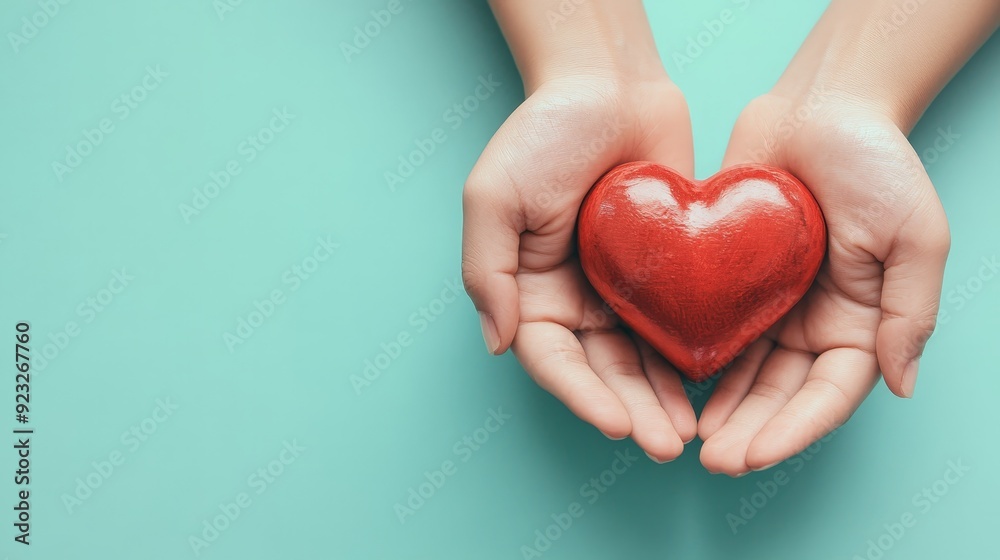 Hands Cradling Red Heart Symbol of Love and Care Hands Cradling Red Heart Symbol of Love and Care