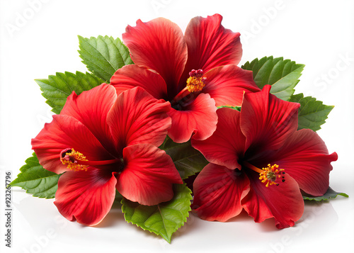 Red Hibiscus flowers on isolate white background