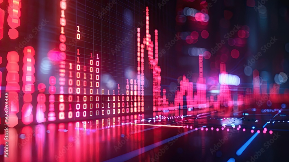 Abstract digital representation of data analytics with vibrant colors and a modern aesthetic, ideal for technology and finance projects. Abstract digital representation of data analytics with vibrant colors and a modern aesthetic, ideal for technology and finance projects.