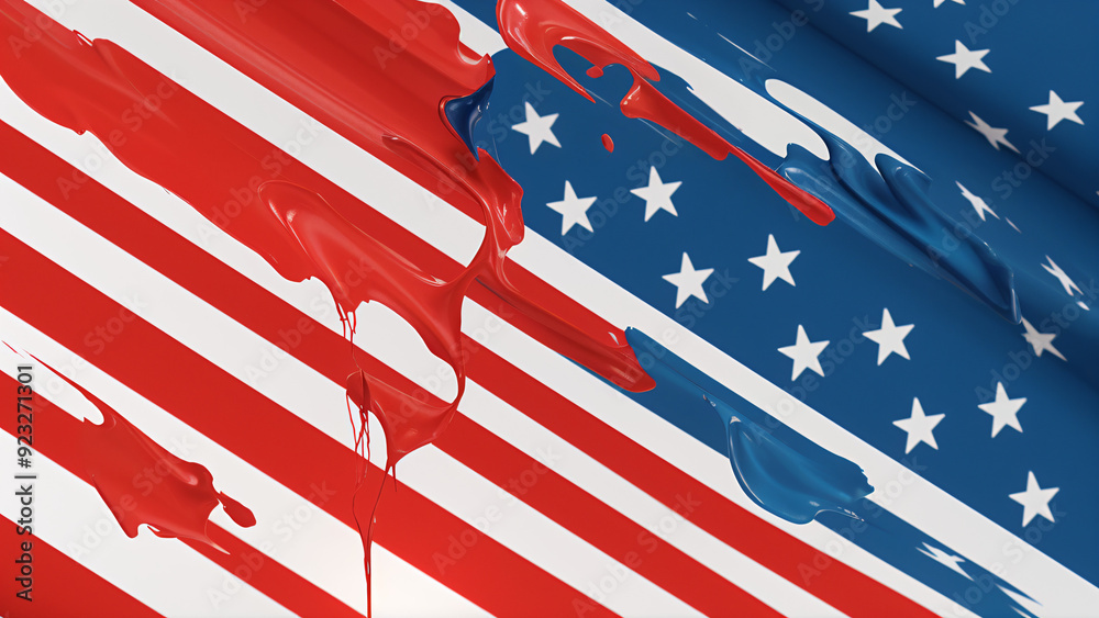 an american flag with paints an american flag with paints