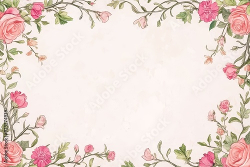 Elegant floral border with vibrant flowers lush greenery on light background. Ideal for decorative designs wedding invitations or romantic designs valentines day, mother's day, women's day