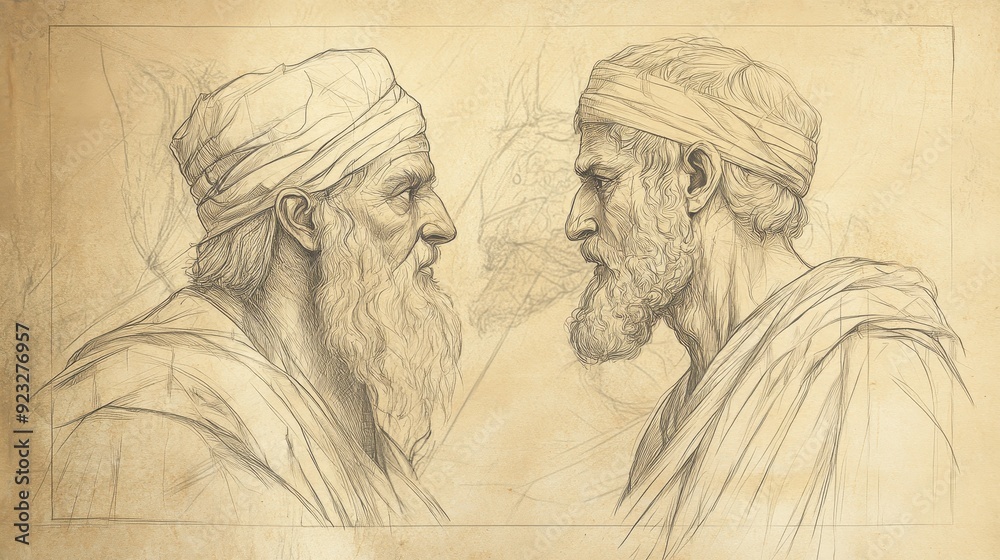 Fototapeta premium Jotham Takes on Governance Responsibilities During His Father Uzziah’s Illness, 2 Kings Biblical Illustration, Bible Wall Art, Beige Background