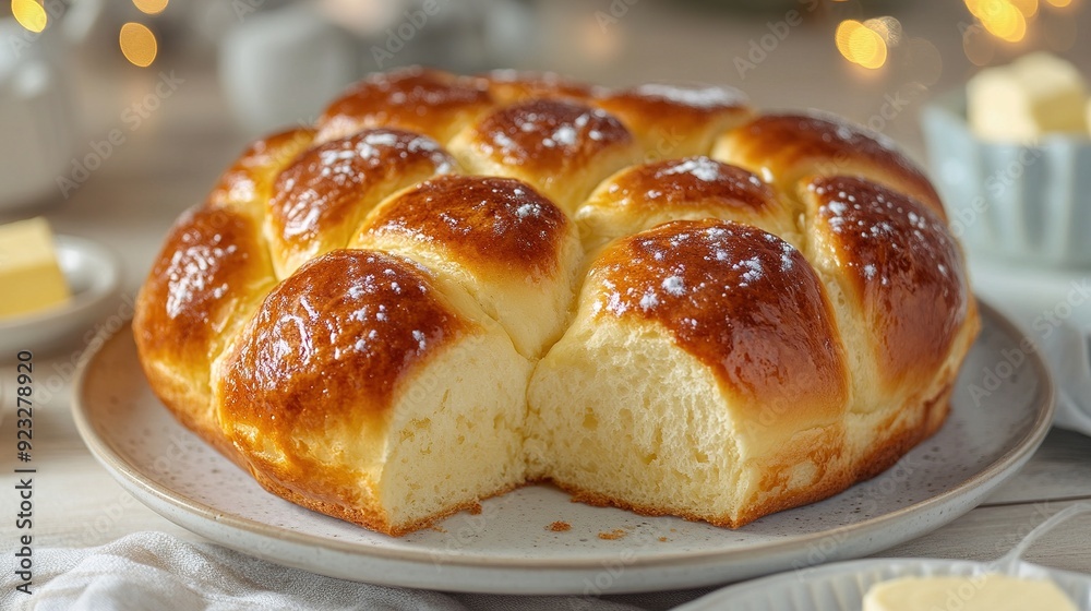 Golden-brown brioche à tête served warm with sweet butter,Perfect for Breakfast or Brunch with a Touch of Sweetness and Rich Flavor Golden-brown brioche à tête served warm with sweet butter,Perfect for Breakfast or Brunch with a Touch of Sweetness and Rich Flavor