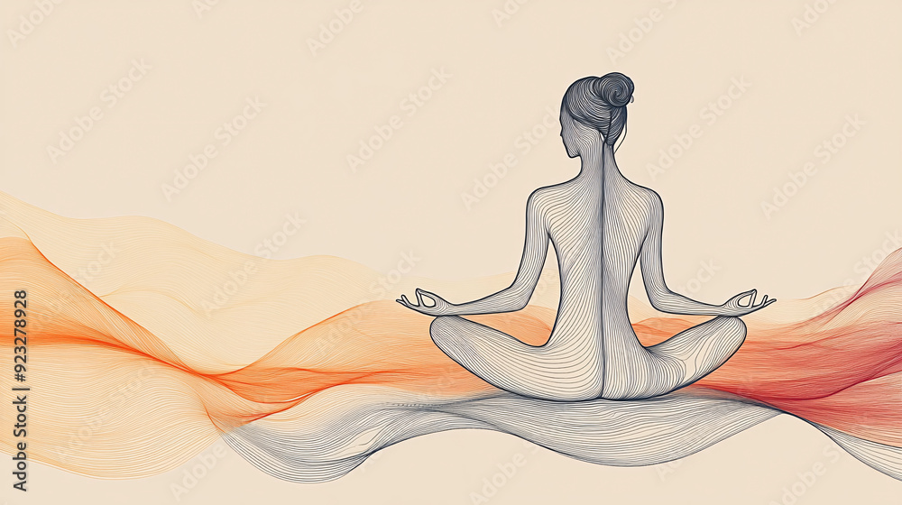 Tranquil Yoga: Serene Line Art of Person in Seated Forward Bend Pose with Copy Space Tranquil Yoga: Serene Line Art of Person in Seated Forward Bend Pose with Copy Space