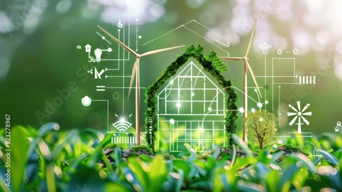 3d design of a smart eco house.