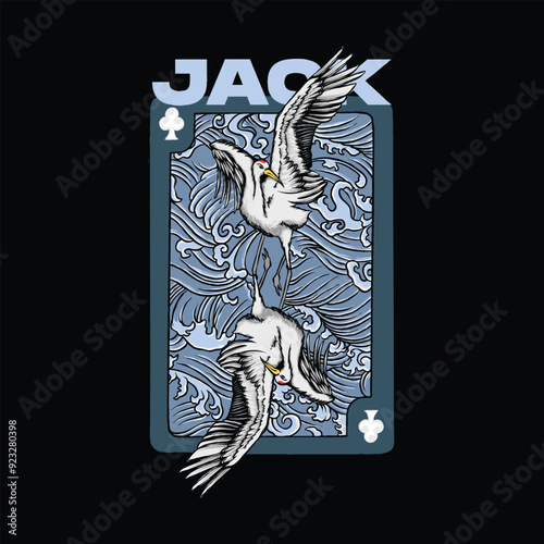 Jack Card Animals T-Shirt Design Cartoon Vector