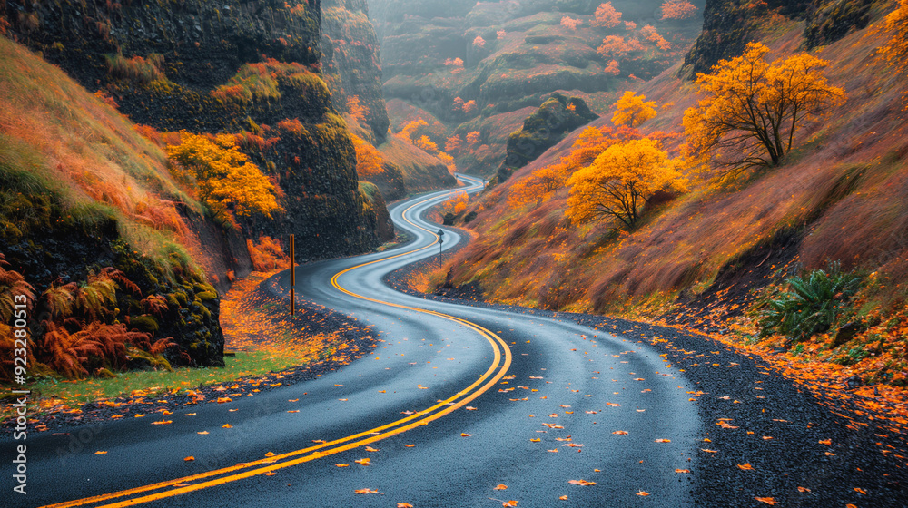 Naklejka premium road in autumn