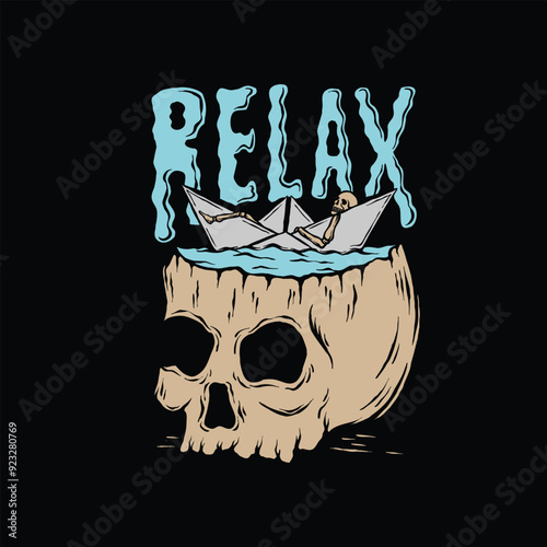Skull Enjoy Relax Out Illustration Vector T-shirt Design