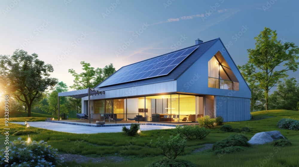 3d design of a smart eco house. 3d design of a smart eco house.