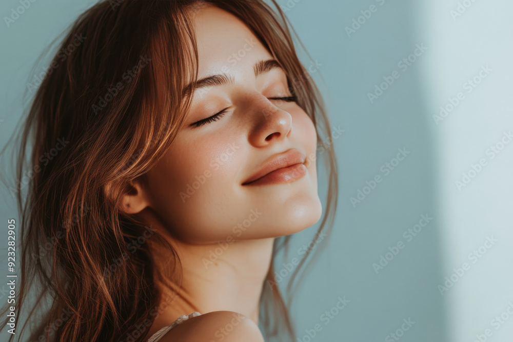 A close up of a woman's face with her eyes closed A close up of a woman's face with her eyes closed