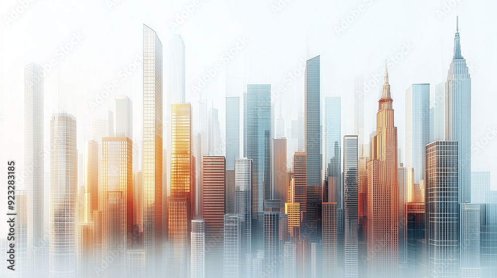 A powerful visual of business unity, with skyscrapers in different architectural styles A powerful visual of business unity, with skyscrapers in different architectural styles