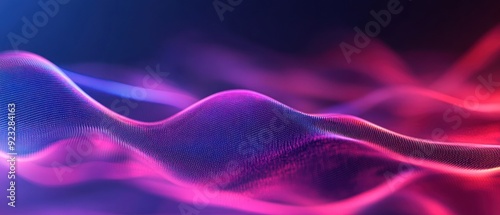 abstract digital background with wave shapes like a hologram, or glass, red and blue