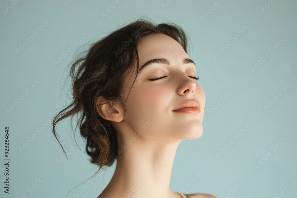 A close up of a woman's face with her eyes closed A close up of a woman's face with her eyes closed