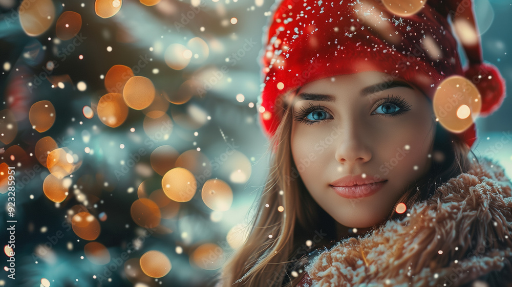 Portrait of a girl in a Santa Claus costume. Portrait of a girl in a Santa Claus costume.