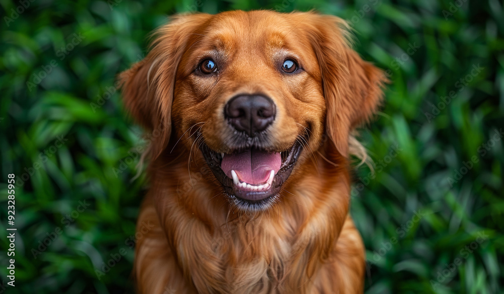 A happy brown dog with a big smile on its face. The dog is looking at the camera and he is enjoying the moment A happy brown dog with a big smile on its face. The dog is looking at the camera and he is enjoying the moment
