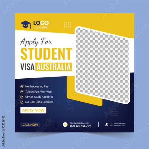 Study abroad social media post template. higher education social media banner template