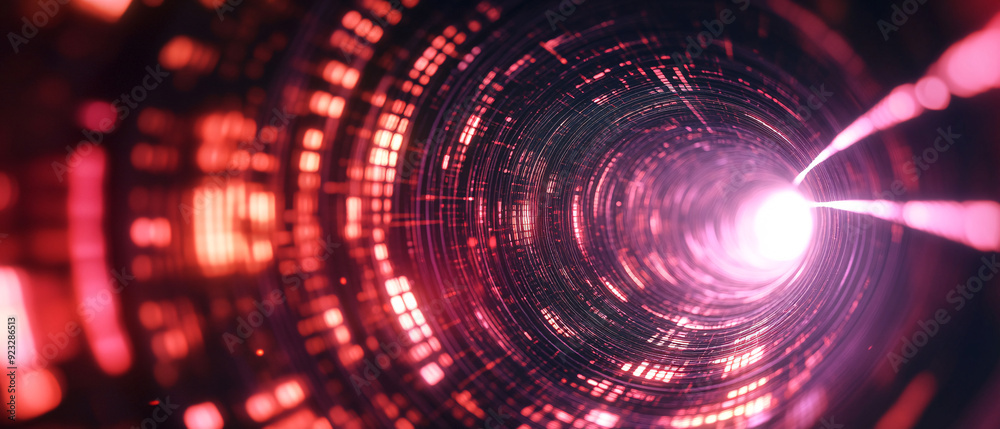Abstract Pink and Red Digital Tunnel with Light at the End Abstract Pink and Red Digital Tunnel with Light at the End