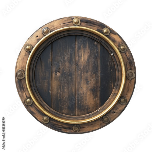 Wooden Porthole with Brass Rim