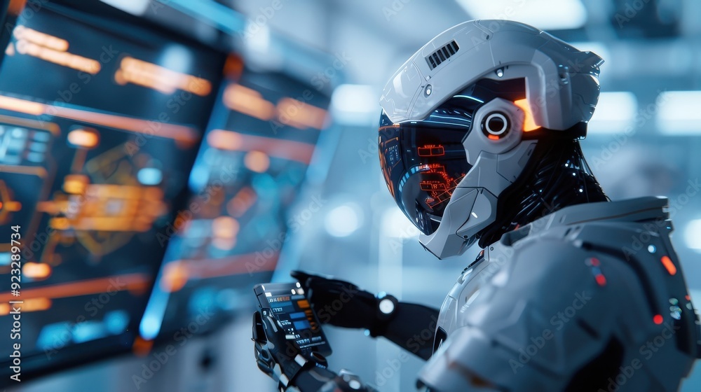 Enigmatic alien in a futuristic laboratory, surrounded by advanced technology and glowing holographic screens. Enigmatic alien in a futuristic laboratory, surrounded by advanced technology and glowing holographic screens.