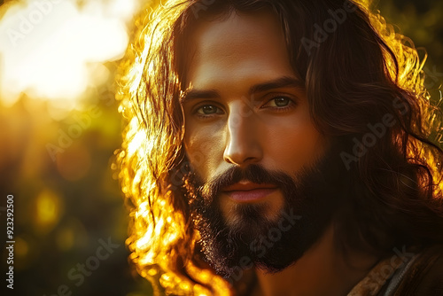 serene portrait of jesus christ with a compassionate expression surrounded by a soft golden aura symbolizing hope forgiveness and spiritual guidance