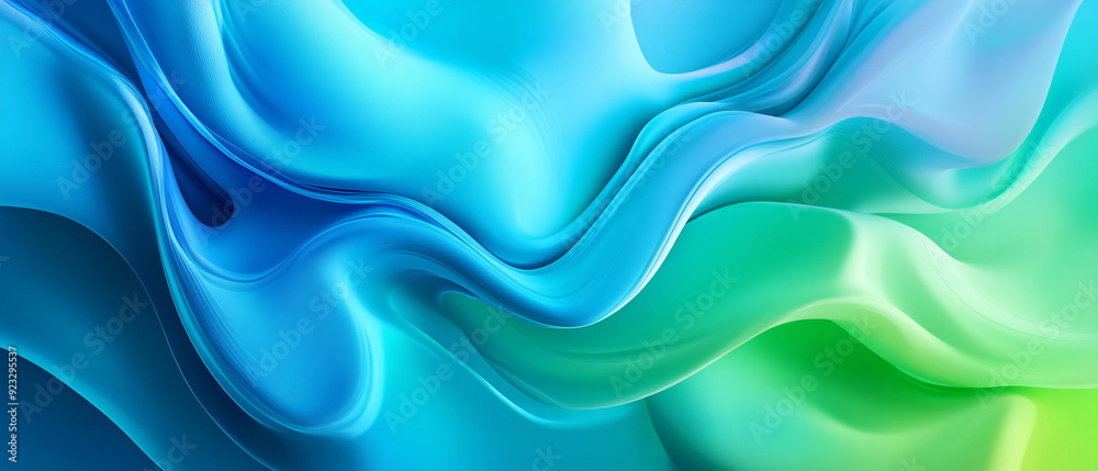Abstract Blue and Green Swirling Liquid Background