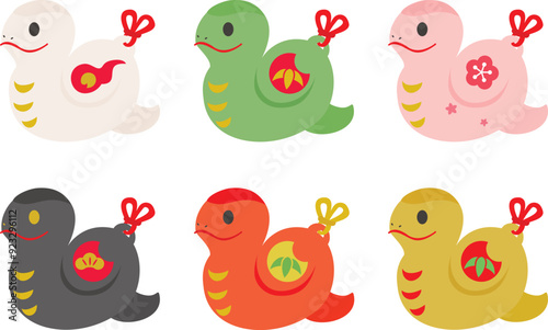 巳年のかわいい蛇の置物のセット