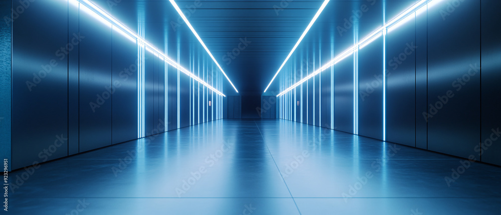 Futuristic Neon Blue Lights Corridor Background Futuristic Neon Blue Lights Corridor Background