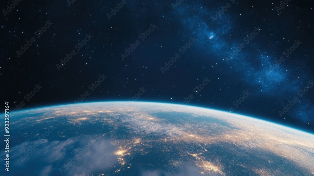 Obraz premium Beautiful Earth Orbiting Amidst the Stars