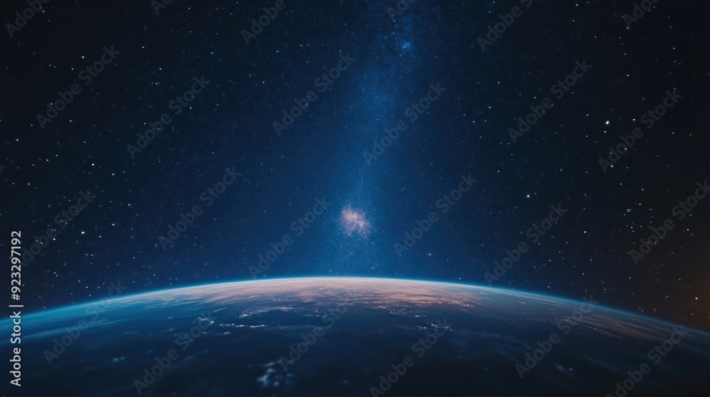 Obraz premium Earth in Space with the Milky Way Visible