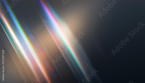 Abstract Light Trails. Ethereal Streaks of Multicolored Glow and Subtle Hues of Warm Golds and Soft Pinks, Blending into a Deep Dark Background. Calming Play of Gradient Light and Shadow. Cinematic 